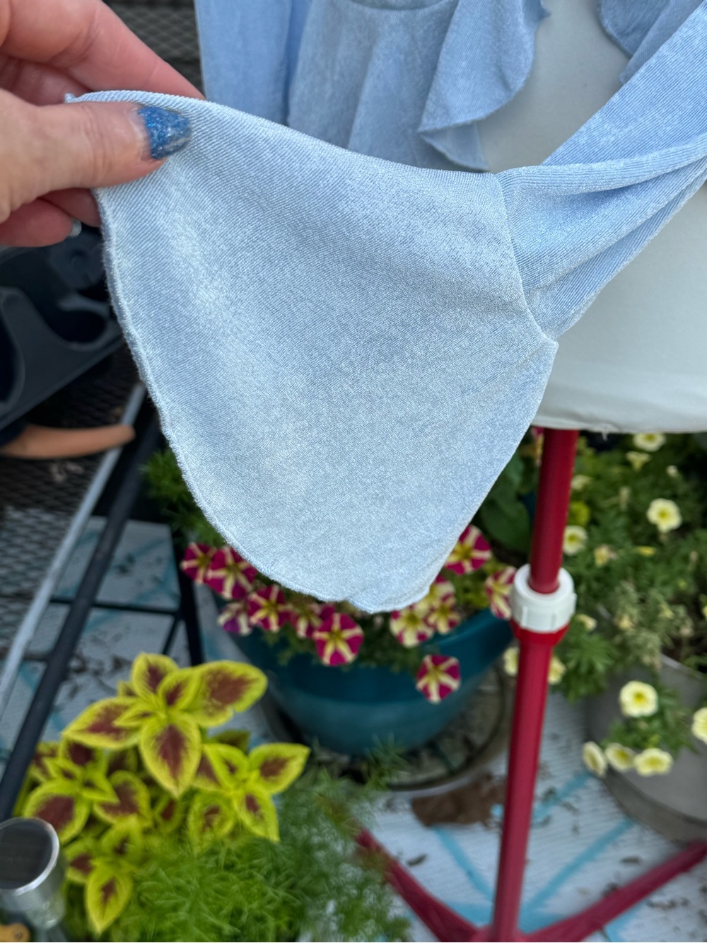 Light Blue Ruffle-Trim Button Cardigan - Picture 6 of 8